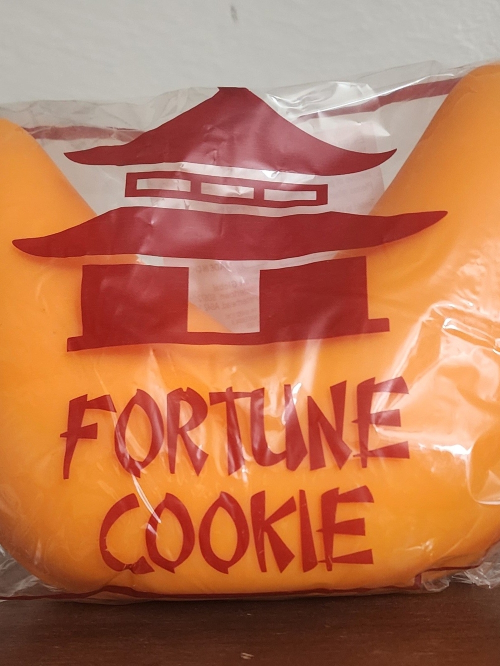 Fortune Cookie Squishy Orange with Red Print